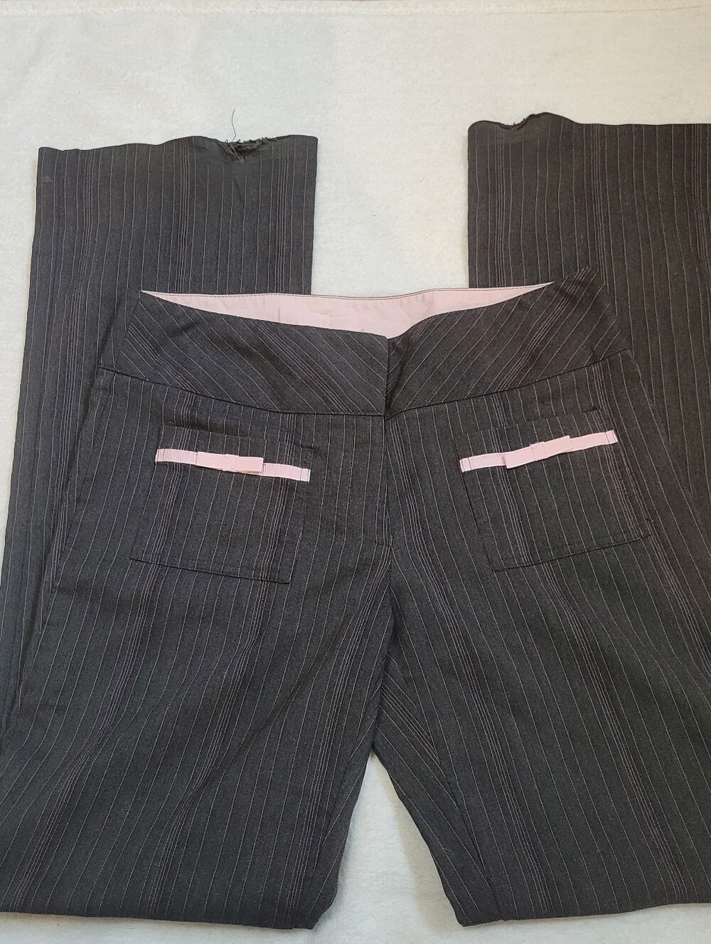 vintage y2k joe benbasset black pinestripe pants with pink detailing 7